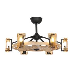 Ellmann 34 in. Indoor Wood Brown Minimalism Chandelier Ceiling Fan with Remote Control and Light Kit Included