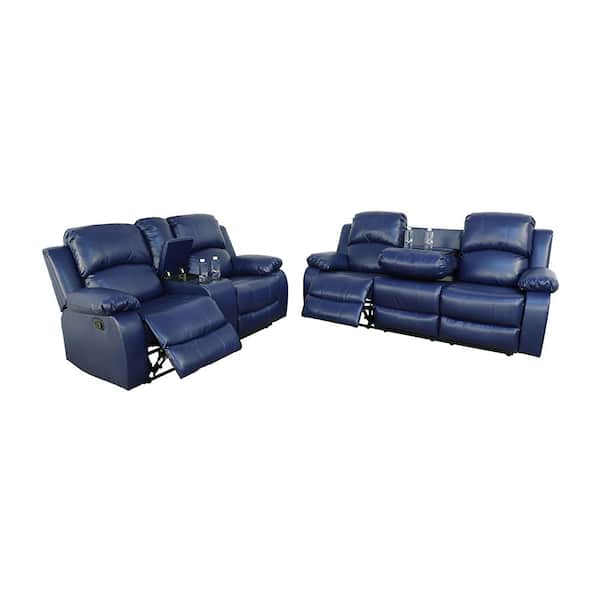 Star Home Living 72 in. Rolled Arm 4-Seater Sofa in Blue