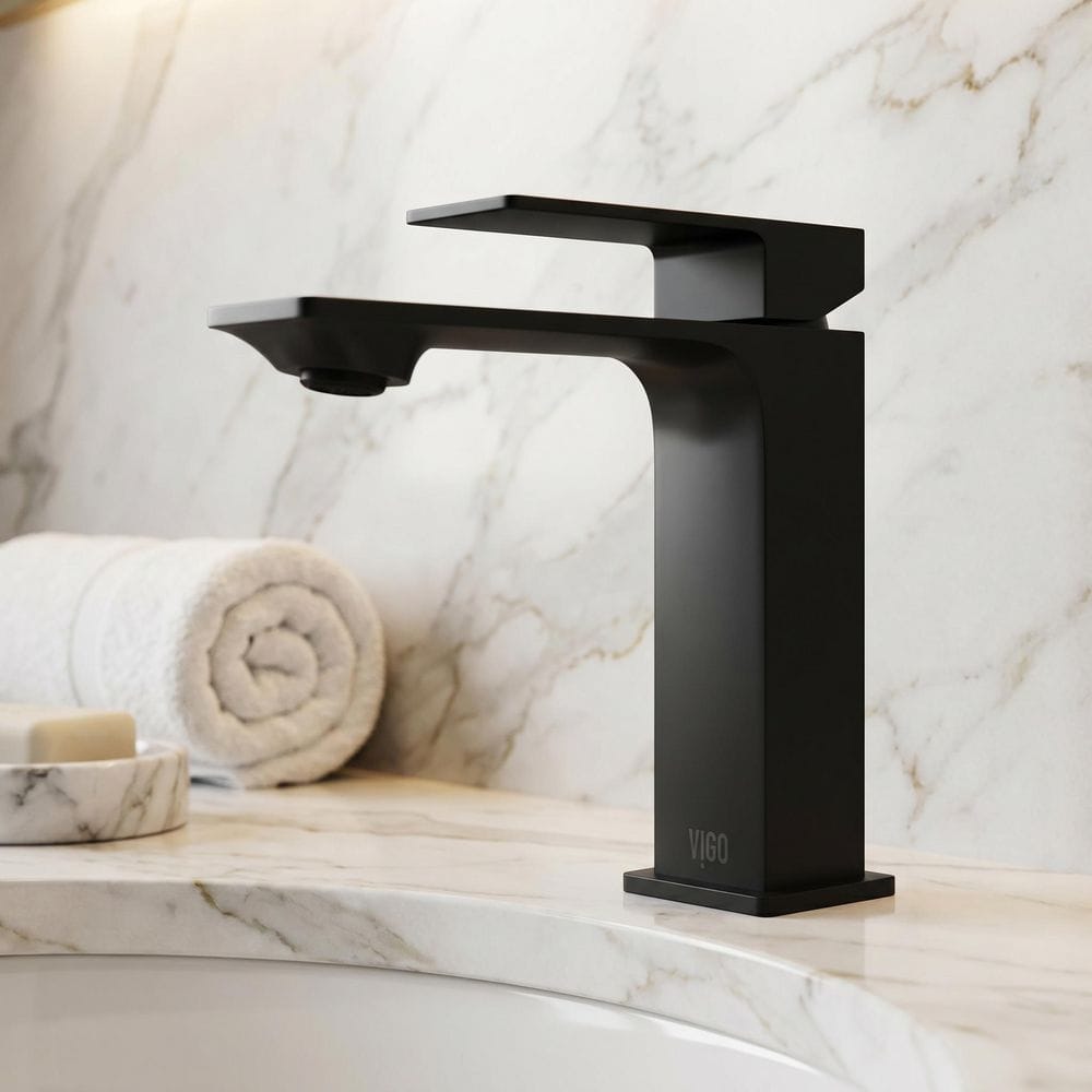 VIGO Dunn Single Handle Single-Hole Bathroom Faucet in Matte Black