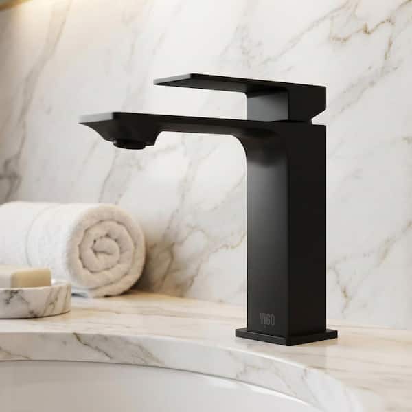 VIGO Dunn Single Handle Single-Hole Bathroom Faucet in Matte Black