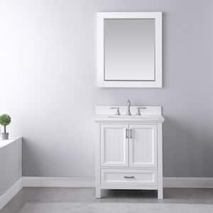 Isla 30 in. Single Bathroom Vanity Set in White with Carrara Marble Top in White with White Basin and Mirror