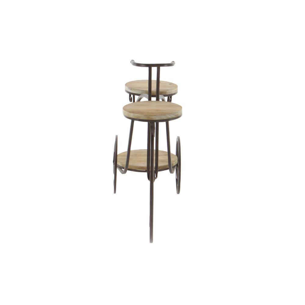Brown Metal and Wood Bicycle Plant Stand with Aged Finish