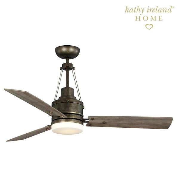 Kathy Ireland Highpointe 54in Indoor Vintage Steel Ceiling Fan with Remote Control and LED Light