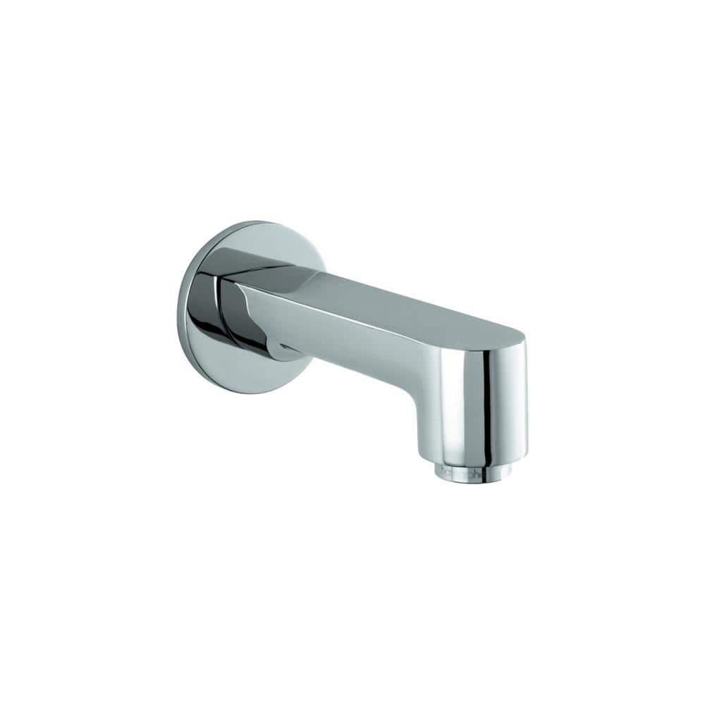 Modern Universal Fit Wall Mounted Tub Spout in Brushed Chrome