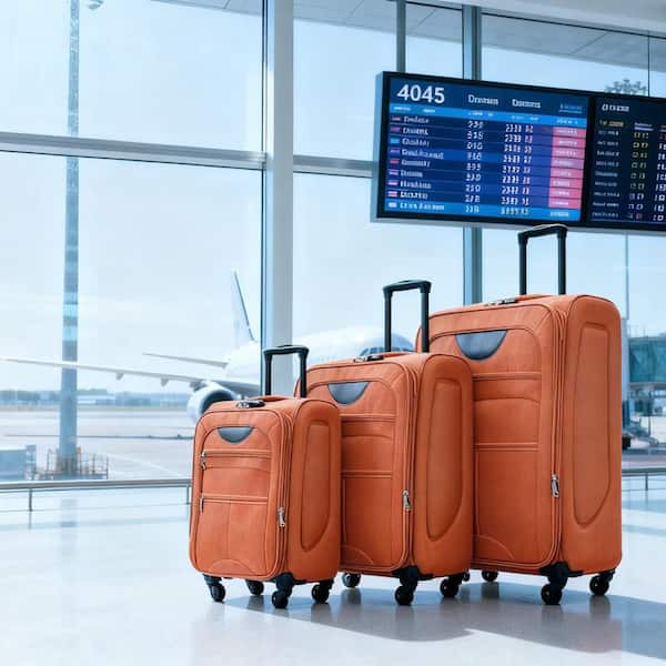 3-Bags 3-Piece Orange Expandable Polyester Softshell Spinner Luggage Set with TSA Lock and 3 Zippered External Pockets