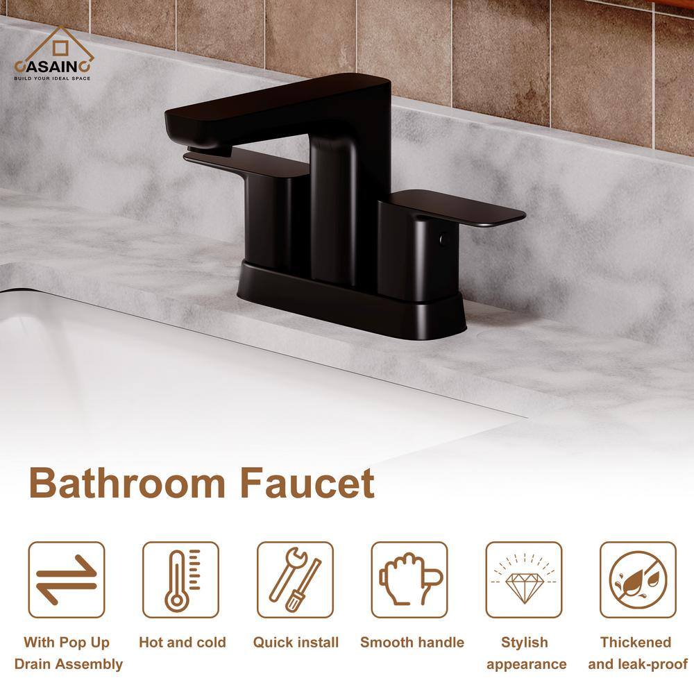 Matte Black Double Handle Mid Arc Bathroom Faucet