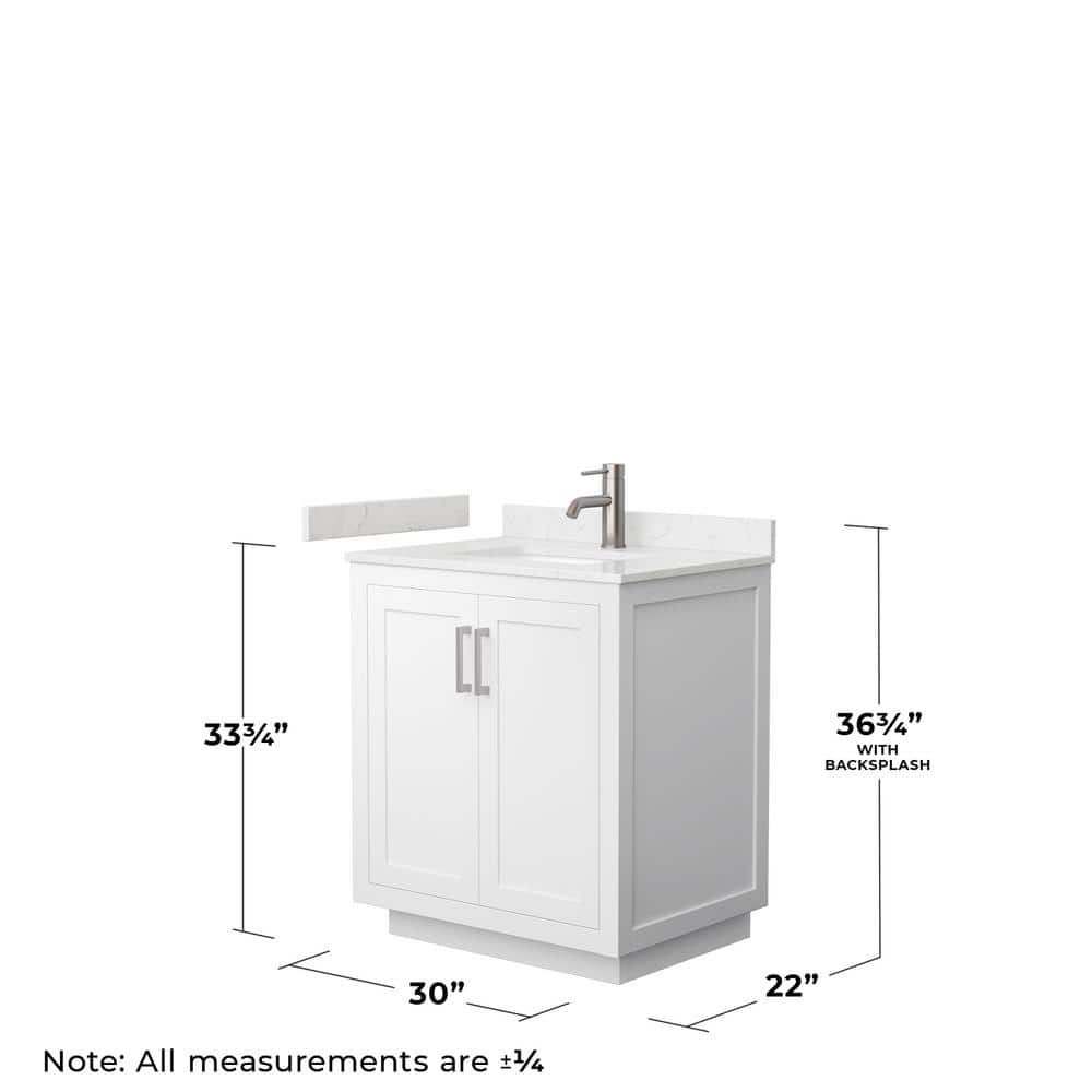 Miranda 30" White Bathroom Vanity with Carrara Marble Countertop