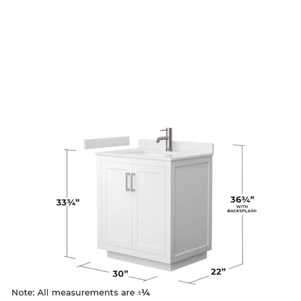Miranda 30 in. W x 22 in. D x 33.75 in. H Single Bath Vanity in White with Carrara Cultured Marble Top