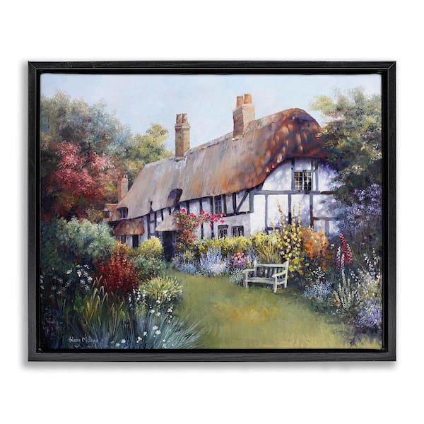 Stupell Industries Budding Cottage Garden by Hilary Mayes Black Floater Frame Architecture Graphic Art Print 17 in. x 21 in.