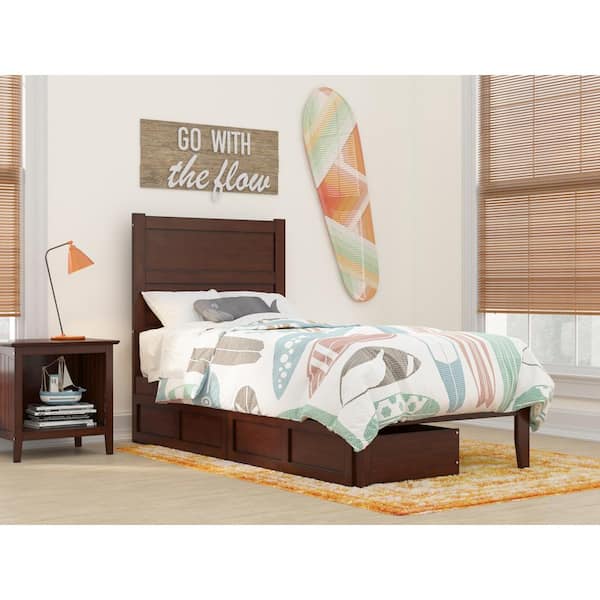 AFI NoHo Walnut Twin Solid Wood Storage Platform Bed with 2 Drawers