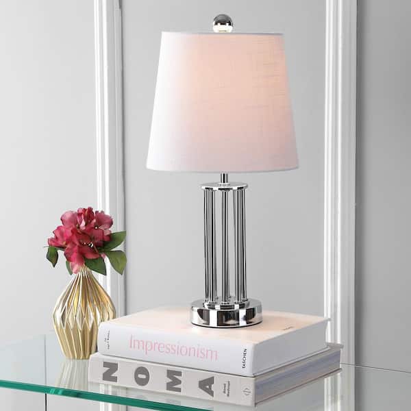 JONATHAN Y Lillian 18 in. Chrome Metal Mini Table Lamp