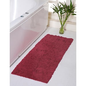 Bell Flower Collection 100% Cotton Tufted Bath Rugs, 21 in. x54 in. Runner, Red