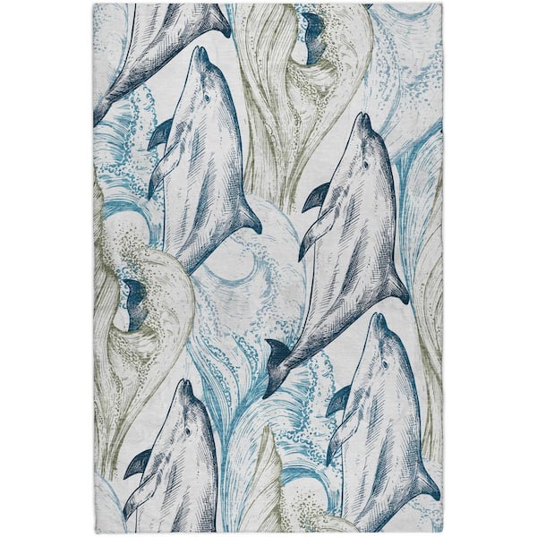 Dream Shag Premium Machine Washable Abstract ADS155 Ivory 5 ft. x 7 ft. 6 in. Area Rug