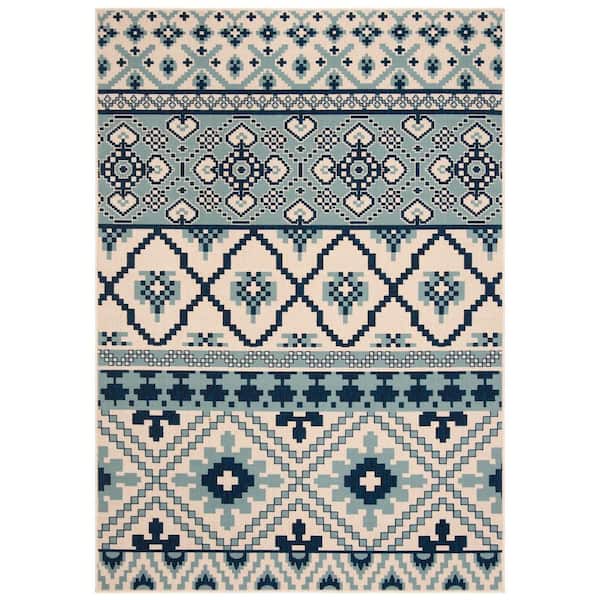 Veranda Turquoise/Blue 3 ft. x 5 ft. Tribal Aztec Indoor/Outdoor Area Rug
