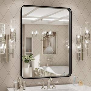 36 in. W x 36 in. H Square Framed French Cleat Wall Mounted Tempered Glass Bathroom Vanity Mirror in Matte Black