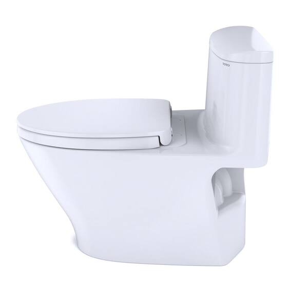 Toto Nexus 1 Piece 1 28 Gpf Single Flush Elongated Universal Height Toilet With Cefiontect In Cotton White Ms642124cefg 01 The Home Depot