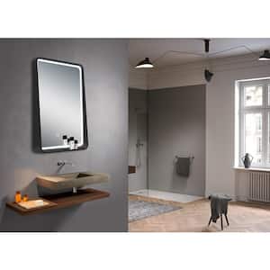 32 in. H x 24 in. W Framed Rectangular LED Light Bathroom Vanity Mirror in Black