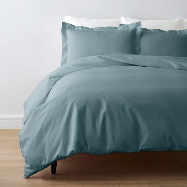 Company Cotton Blue Smoke Solid, Percale King Size Duvet Covers