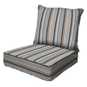 Outdoor Deep Seating Lounge Chair Cushion Stripe Stone Beige