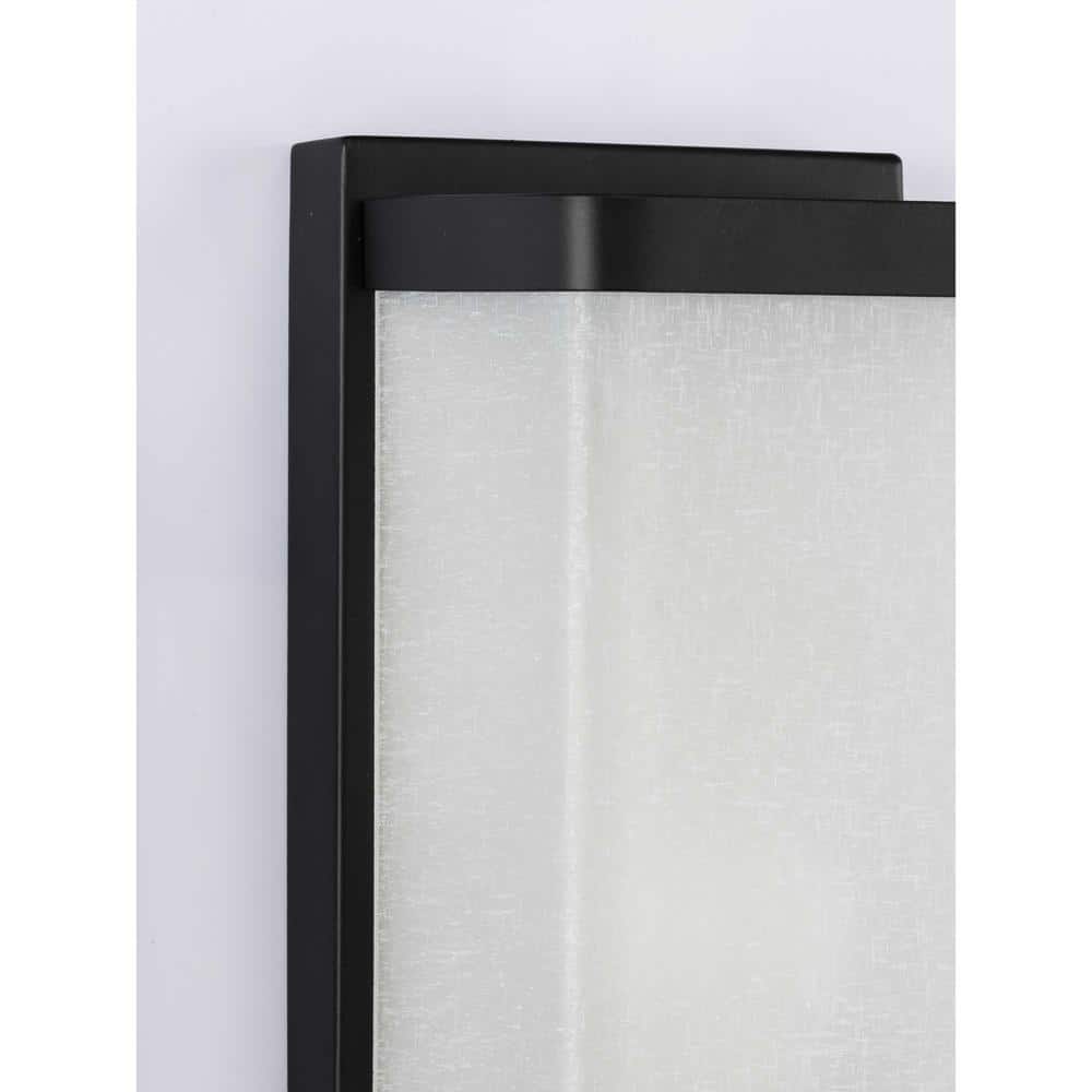Black Linen Glass Modern Wall Sconce, 12" Height