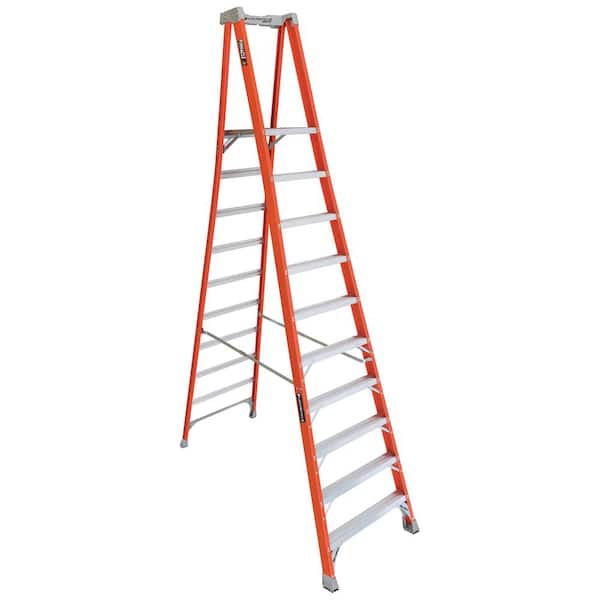 Louisville Ladder 10 ft. Fiberglass Pinnacle Platform Ladder with 300 lbs. Load Capacity Type IA Duty Rating