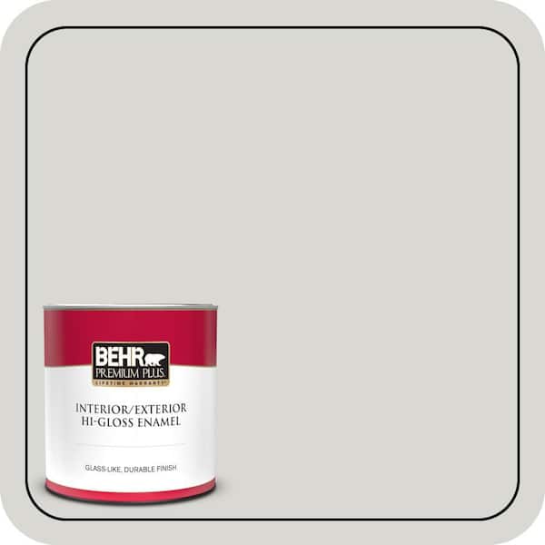 BEHR PREMIUM PLUS 1 qt. #N360-1 Seagull Gray Hi-Gloss Enamel Interior/Exterior Paint & Primer