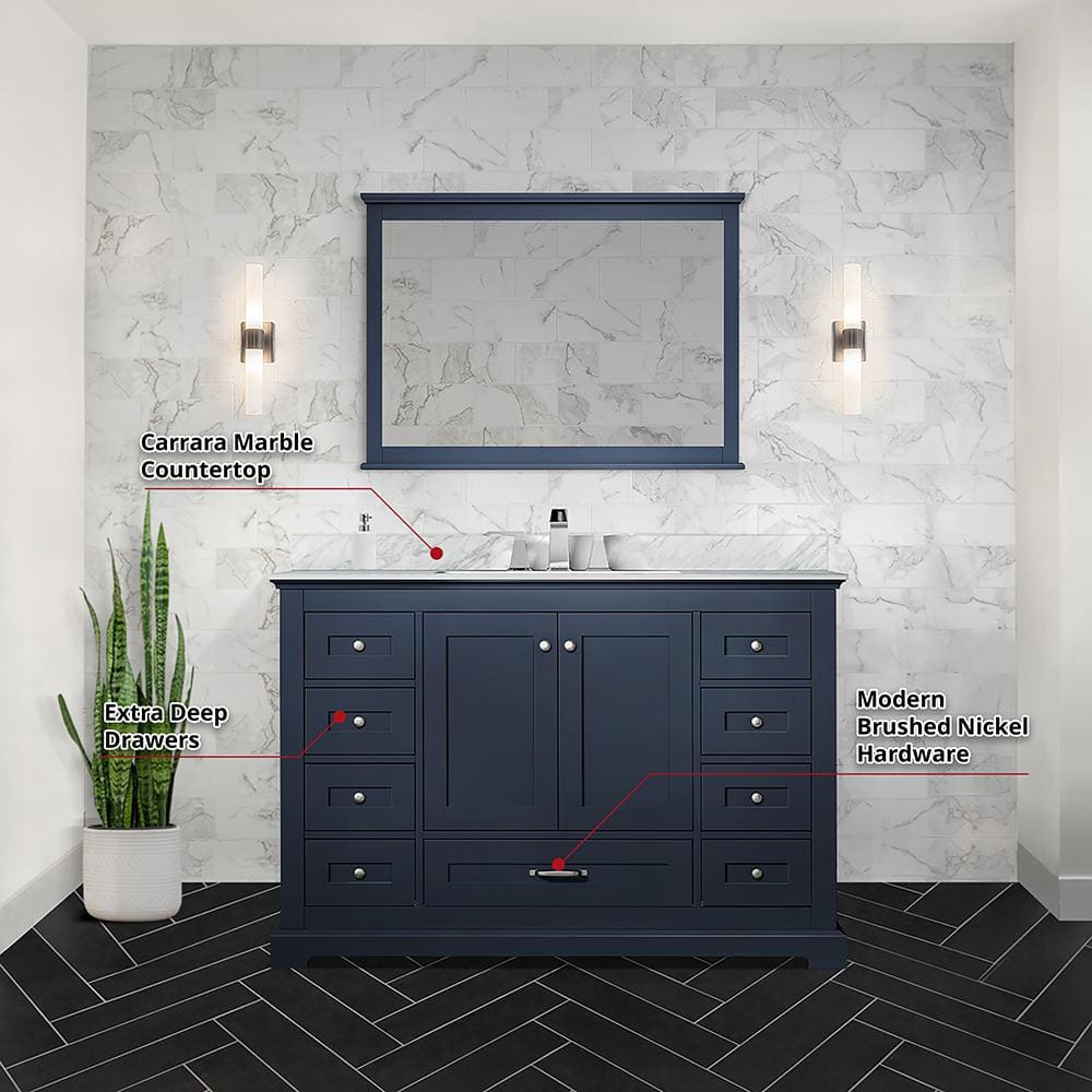Navy Blue 48" Single Vanity with Carrara Marble Top
