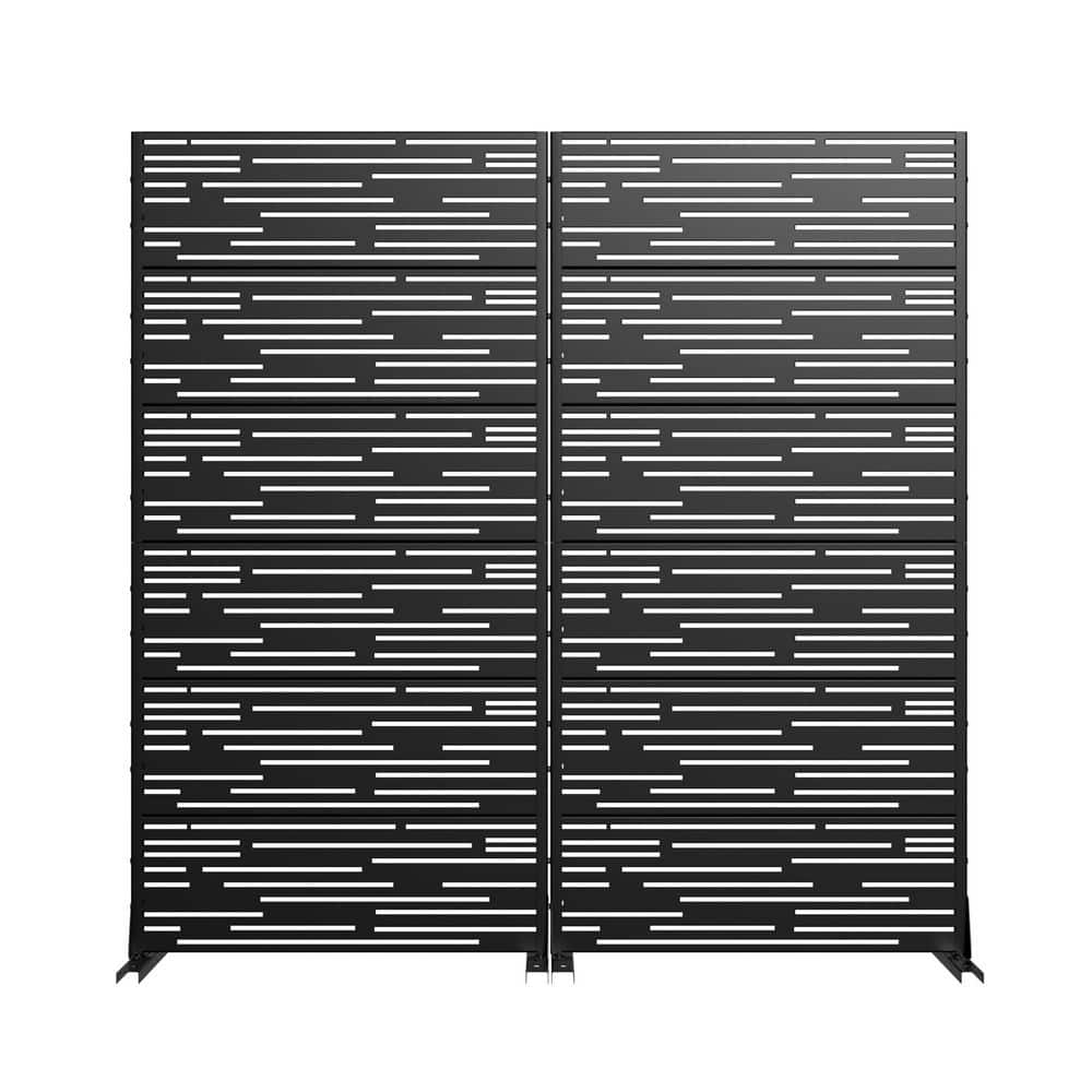 16 in. L x 72 in. H x 35 in. W Galvanized Metal Wall Sculptures Outdoor Privacy Screens Garden Fence in Black (Set of 2) price history on PriceWatchPro