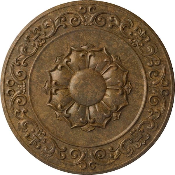 Ekena Millwork 27-3/4 in. x 2 in. Sydney Urethane Ceiling Medallion (Fits Canopies up to 5-3/4 in.), Rubbed Bronze