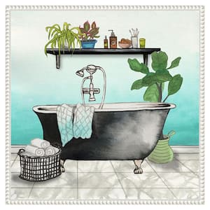 "Plant House Bath Square I" by Elizabeth Medley 1-Piece Floater Frame Giclee Home Canvas Art Print 22 in. x 22 in.