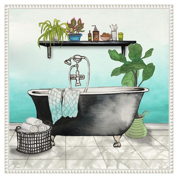 Amanti Art "Plant House Bath Square I" by Elizabeth Medley 1-Piece Floater Frame Giclee Home Canvas Art Print 22 in. x 22 in.