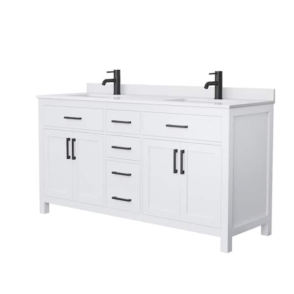 Beckett 66 in. W x 22 in. D Double Bath Vanity in White with Cultured Marble Vanity Top in White with White Basins