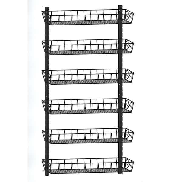 Adrinfly 6-Tier Black Adjustable Wall Mount Spice Rack