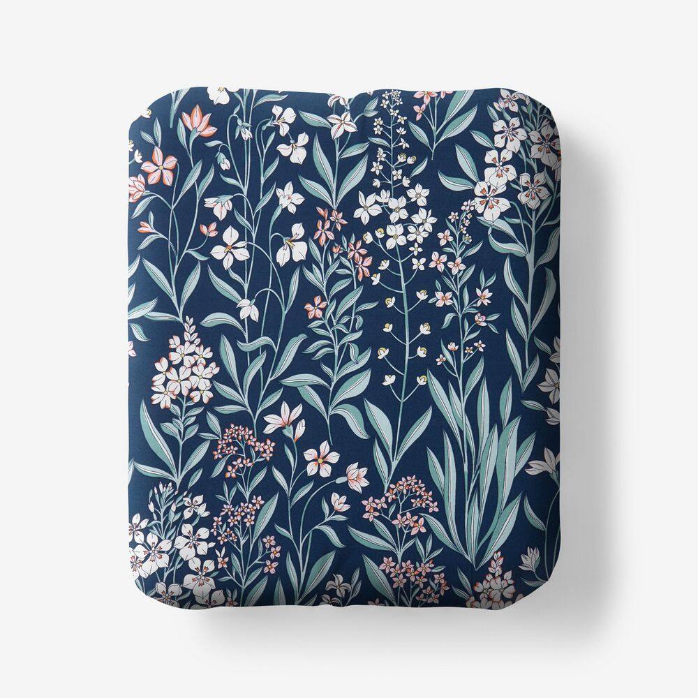 Company Cotton Julienne Mini Floral Navy Cotton Percale King Fitted Sheet price history on PriceWatchPro