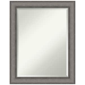 Burnished Concrete 22.5 in. W x 28.5 in. H Beveled Modern Rectangle Wood Framed Wall Mirror in Gray