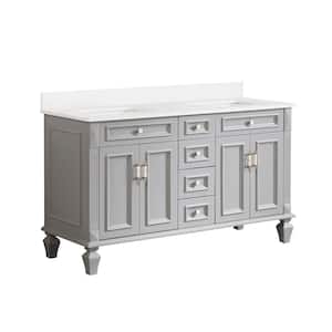 Artwood 60 in. W x 22 in. D x 35 in. H Bath Vanity in Titanium Gray with Carrera White Vanity Top with Double Basin