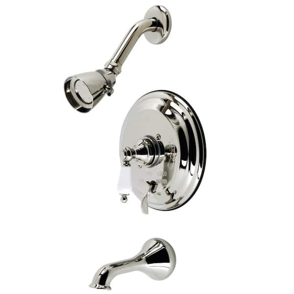 Kingston Brass Restoration Single Handle 1-Spray Tub and Shower Faucet 2 GPM with Corrosion Resistant in. Polished Nickel