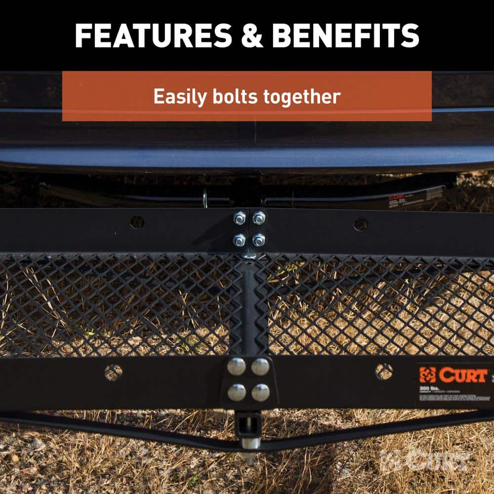 Black Steel Tray-Style Hitch Cargo Carrier for Vans