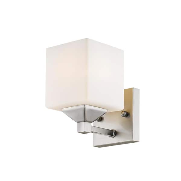 Unbranded Quube 4.25 in. 1-Light Brushed Nickel Incandescent Vanity Light