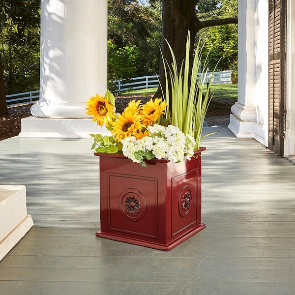 Colony Large 16 in. x 16 in. 27 Qt. Oxblood Resin Composite Square Outdoor Planter Box