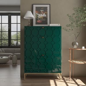 46.5 in.H x 31.5 in.W Green Shoe Storage Cabinet with Drawers and Golden Handle
