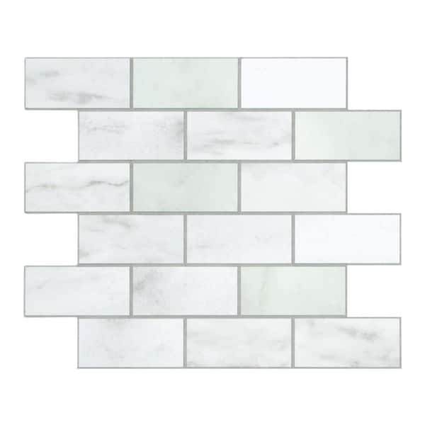 Subway Emerald Green 6 in. x 6 in. Stone Composite Handmade Looks Peel and Stick Backsplash Wall Tile (1-Pack)