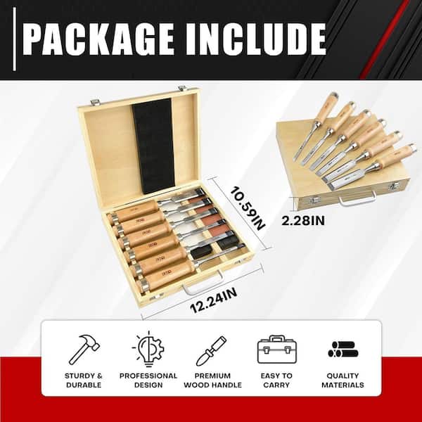 6-Pieces Wood Chisel with 2-Sharpening Stone