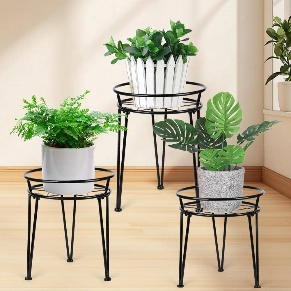3-Piece Metal Plant Stand Set, Rust-Resistant Indoor Outdoor Flower Pot Holders, Black price history on PriceWatchPro