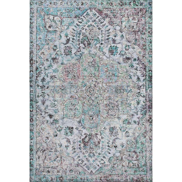 Mayfield Premium Machine Washable Abstract AMF2138 Sky 10 ft. x 14 ft. Area Rug