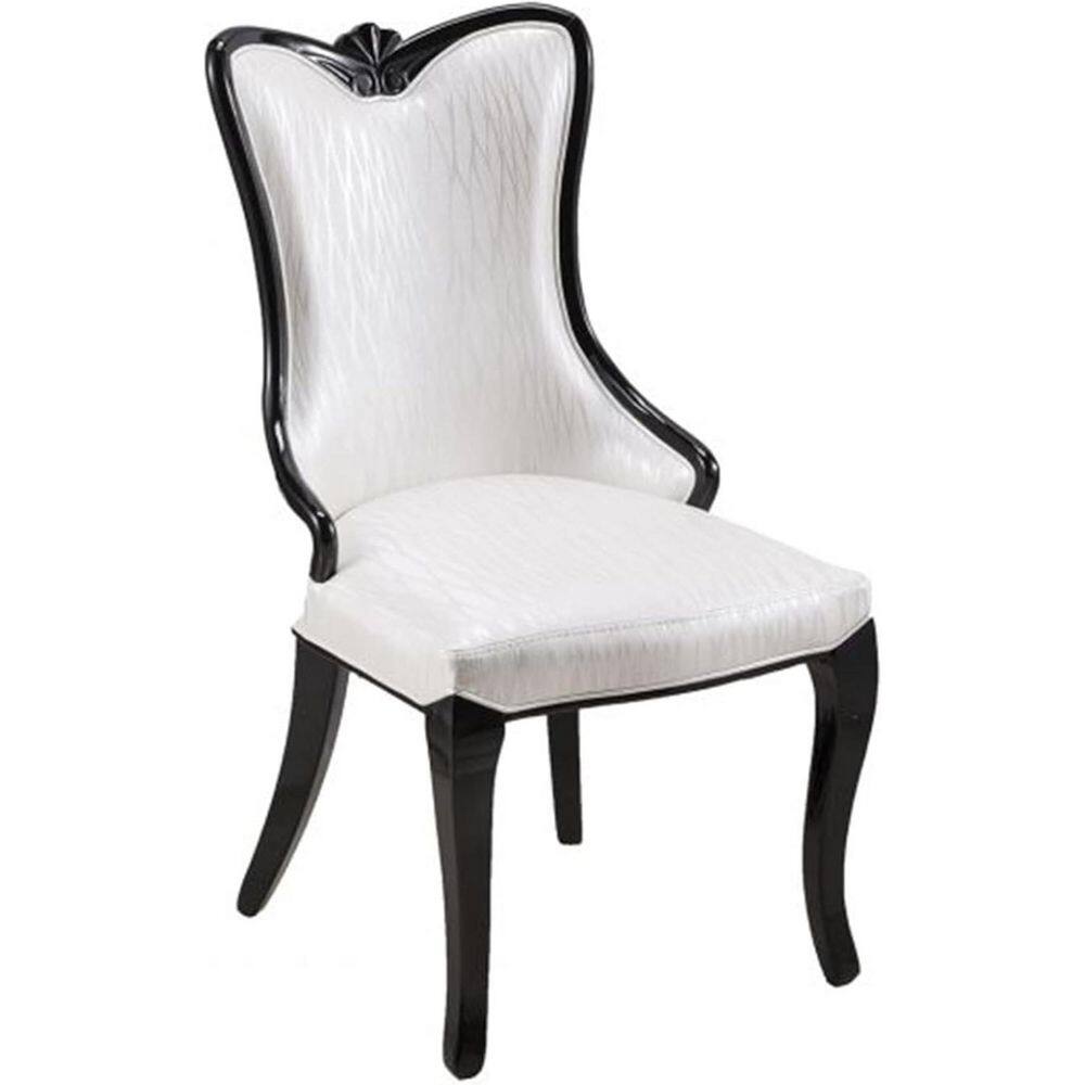 Black/White Faux Leather Upholstered Wood Frame Dining Chair, Set of 2, Sturdy Dining Chair for Dining Rooms