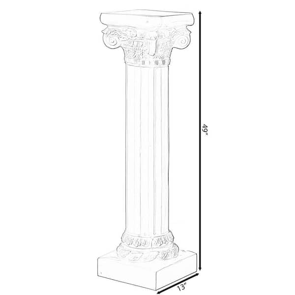 Uniquewise Fiberglass White Plinth Roman Style Column Piller