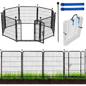 48 in. Metal Garden Fence with Gate 8-Heavy Duty Panels for Temporary Yard Fencing, Dog Fence