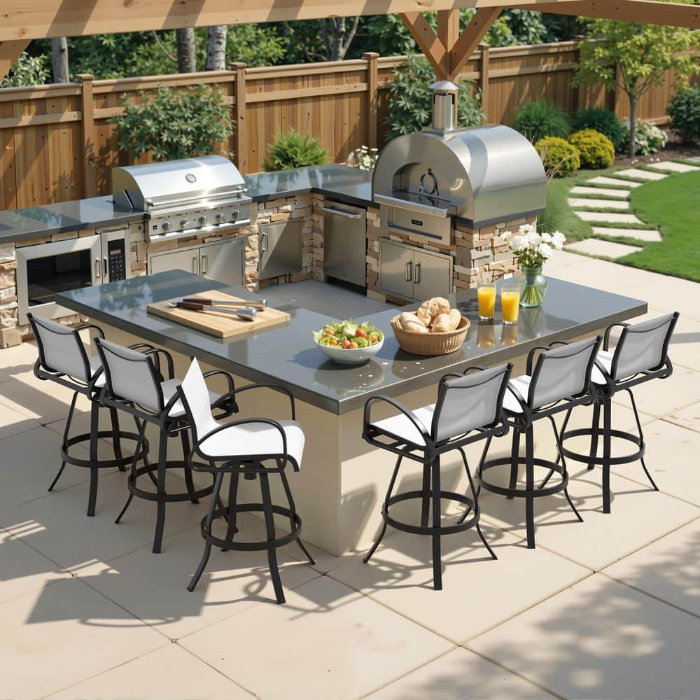 Crestlive Products 6-Pack Aluminum Outdoor Bar Stool with 360° Rotation ...