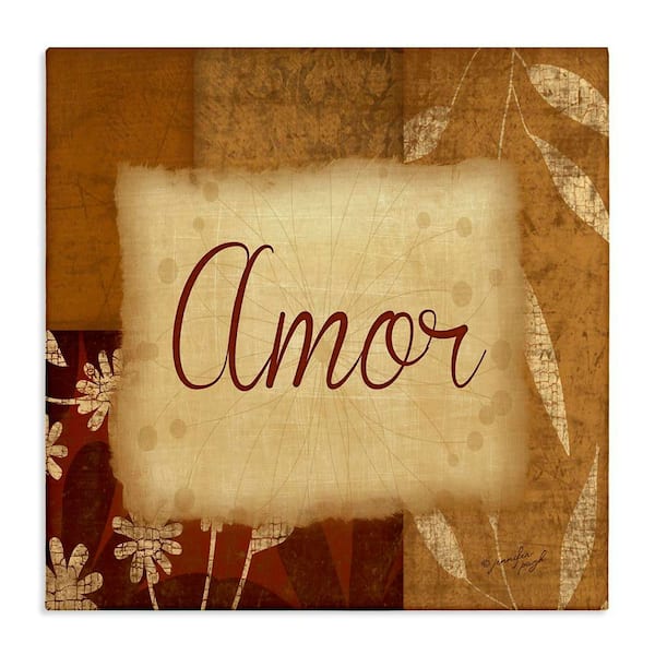 Stupell Industries Love Phrase Traditional by Jennifer Pugh Gallery Wrapped Unframed Typography Graphic Art Print 36 in. x 36 in.